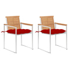 Garden Chairs With Cushions Solid Teak and Steel 2
