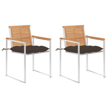 Tuinstoelen 2 St Met Kussens Massief Teakhout En Staal Taupe