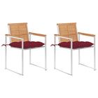Garden chairs 2 pcs with cushions solid teak and steel