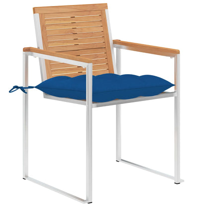 Tuinstoelen 2 St Met Kussens Massief Teakhout En Staal Blauw