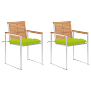 Tuinstoelen 2 st massief teakhout staal heldergroen