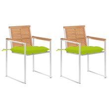 Tuinstoelen 2 St Met Kussens Massief Teakhout En Staal Heldergroen