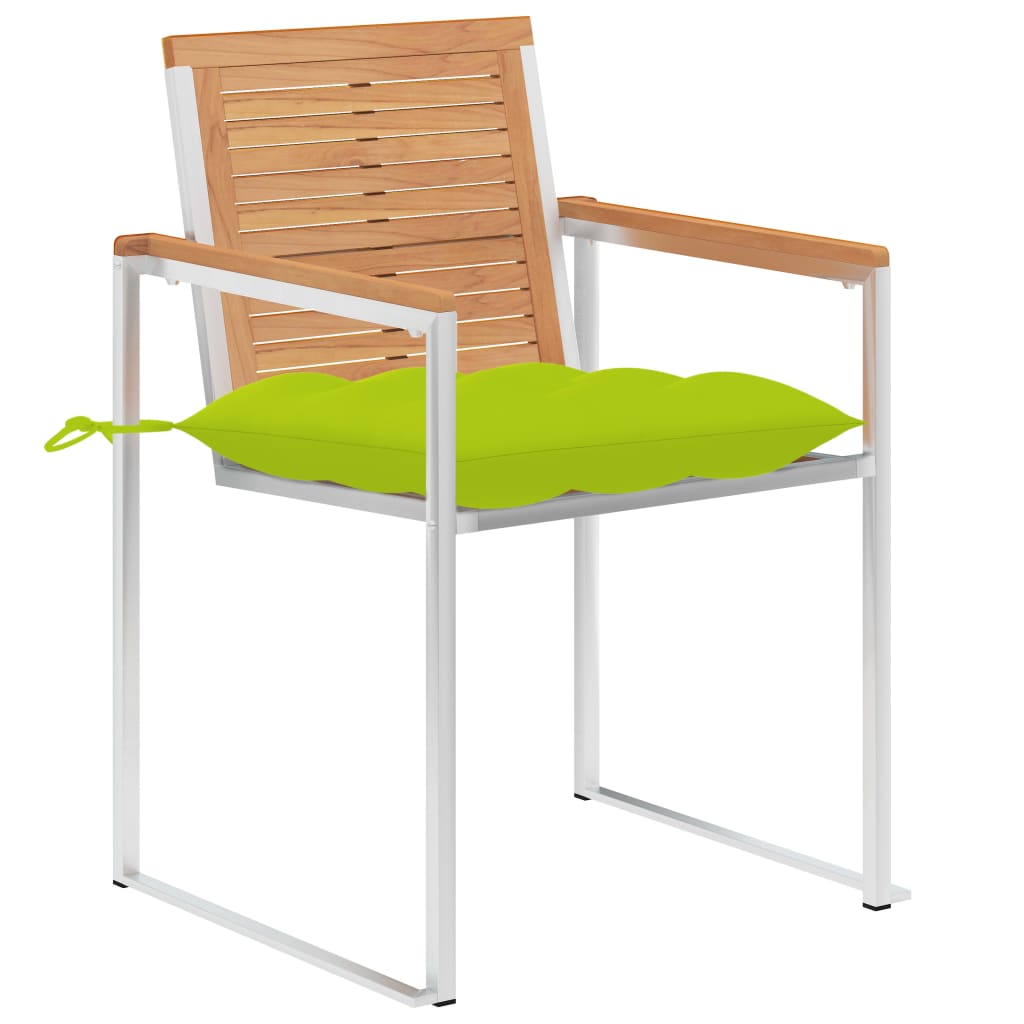 Tuinstoelen 2 St Met Kussens Massief Teakhout En Staal Heldergroen
