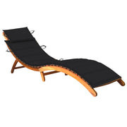 Sun Lounger with Cushion Solid Acacia Wood 1