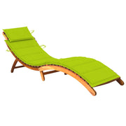 Sun lounger with cushion solid acacia wood