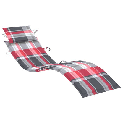 Ligbed Met Kussen Massief Acaciahout Rood ruitpatroon 1 ligbed