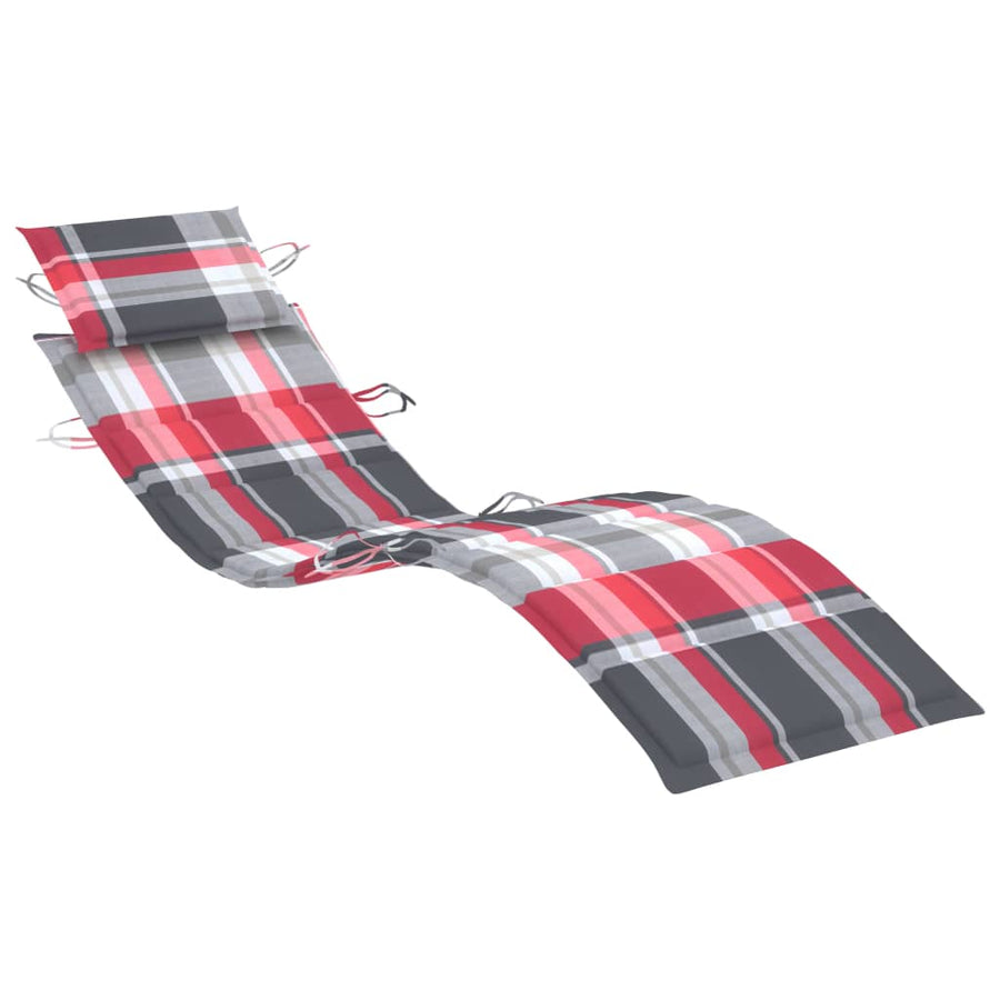 Ligbed Met Kussen Massief Acaciahout Rood ruitpatroon 1 ligbed