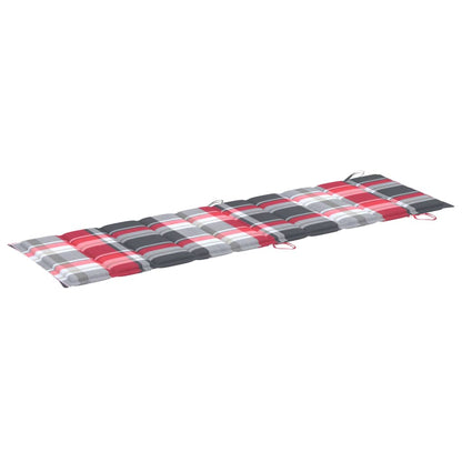 Ligbed Met Kussen Massief Acaciahout Rood ruitpatroon 1 ligbed