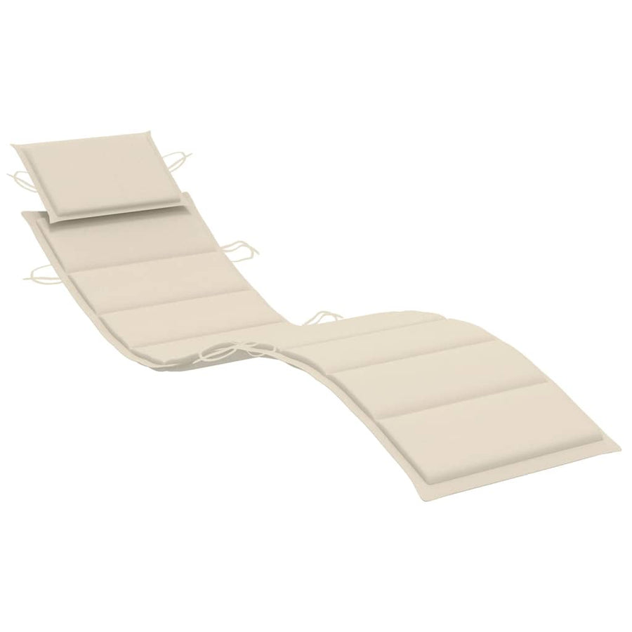 Ligbed Met Tafeltje En Kussen Massief Acaciahout Crème 1 ligbed met tafel