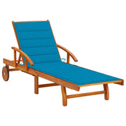Ligbed massief acaciahout met kussen blauw