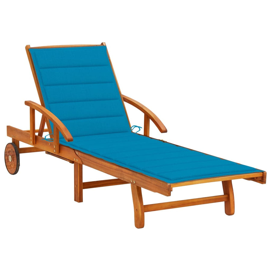 Ligbed Met Kussen Massief Acaciahout 1 Blauw 1 ligbed