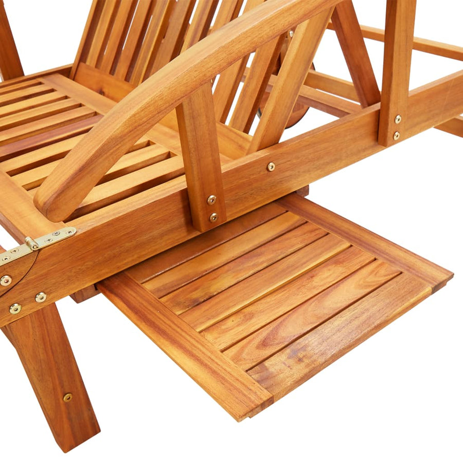 Ligbed Met Kussen Massief Acaciahout 1 Grijs ruitpatroon 1 ligbed