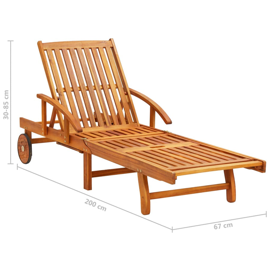 Ligbed Met Tafeltje En Kussen Massief Acaciahout Wijnrood 1 ligbed met tafel
