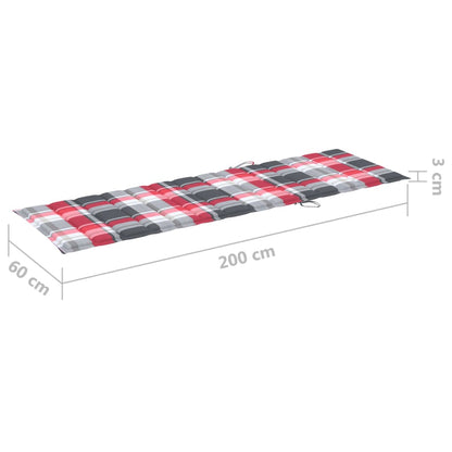 Ligbed Met Tafeltje En Kussen Massief Acaciahout 1 Rood ruitpatroon 1 ligbed met tafel