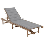 Ligbed bamboe met kussen grijs 200x65x87 cm
