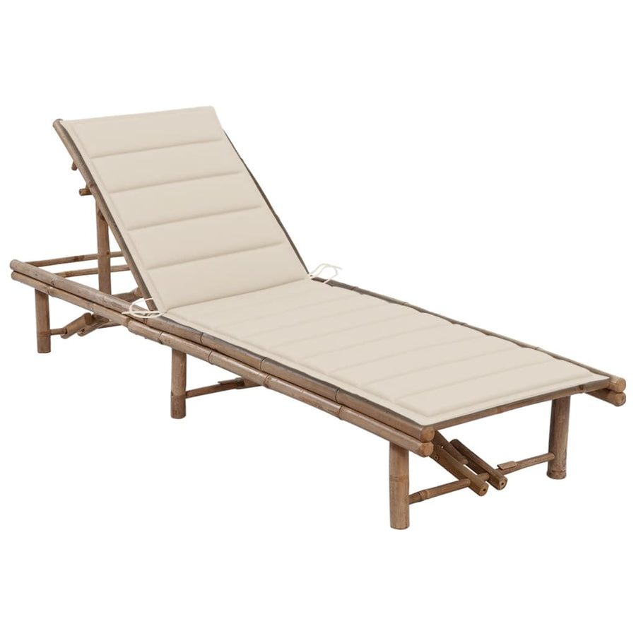 Ligbed Met Kussen Bamboe Beige