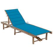 Ligbed bamboe verstelbaar met kussen blauw