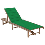 Ligbed bamboe met kussen groen 200x65x87 cm