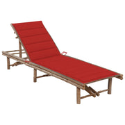 Ligbed bamboe met kussen rood