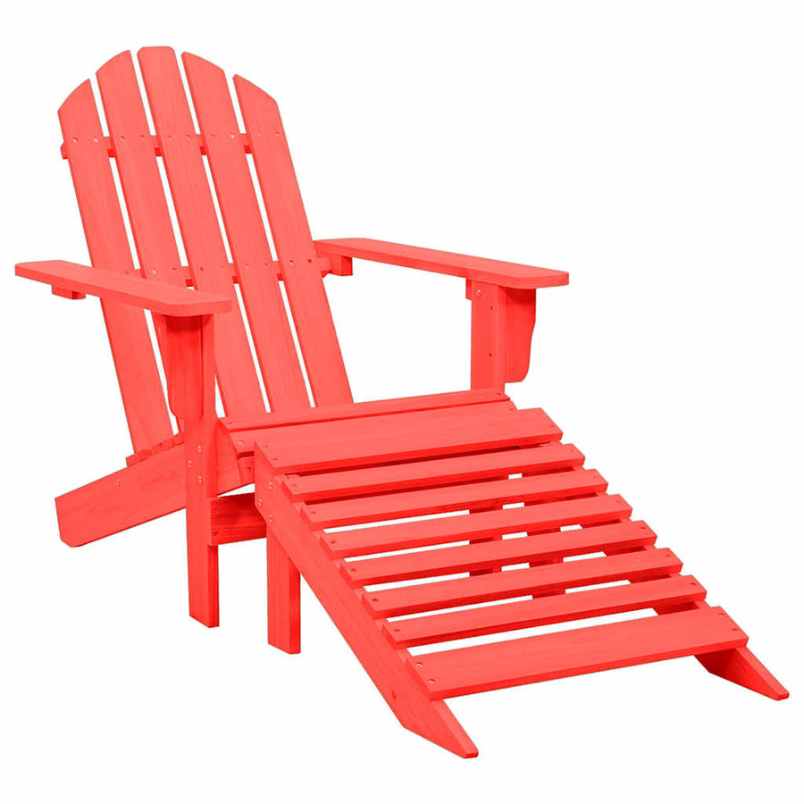 Tuinstoel Adirondack Met Voetenbank Massief Vurenhout Rood