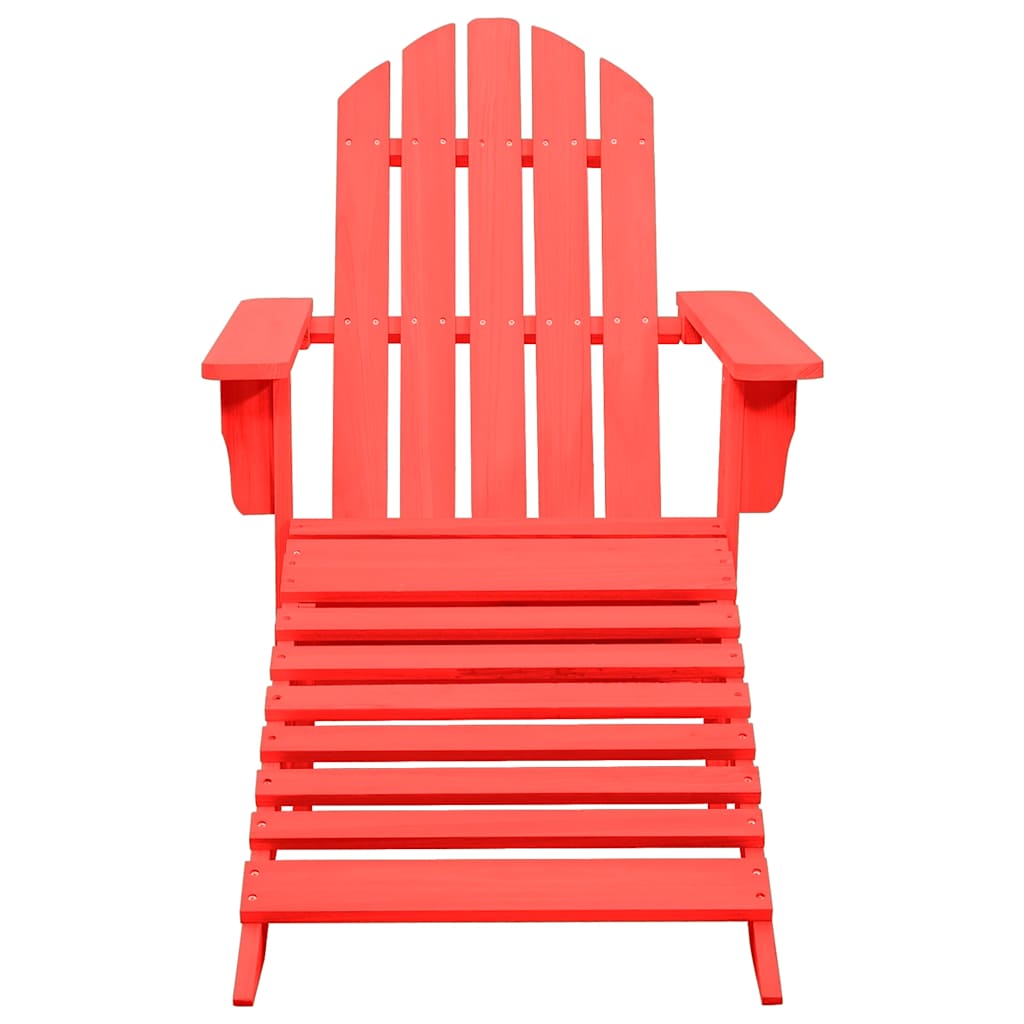 Tuinstoel Adirondack Met Voetenbank Massief Vurenhout Rood