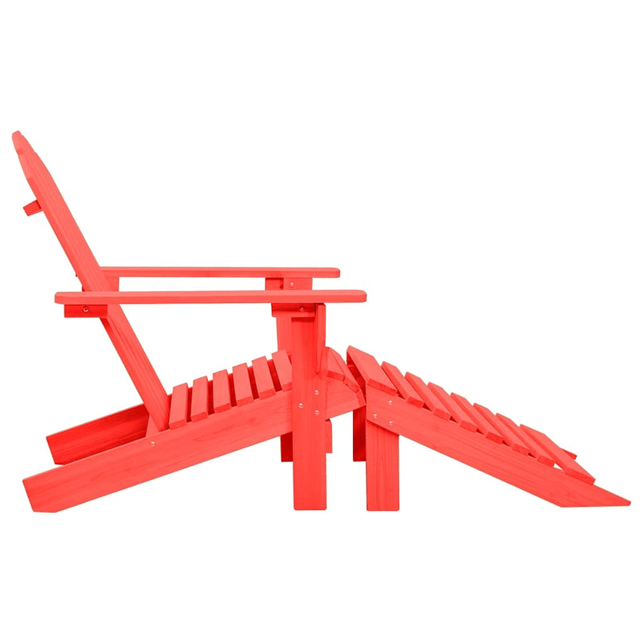 Tuinstoel Adirondack Met Voetenbank Massief Vurenhout Rood