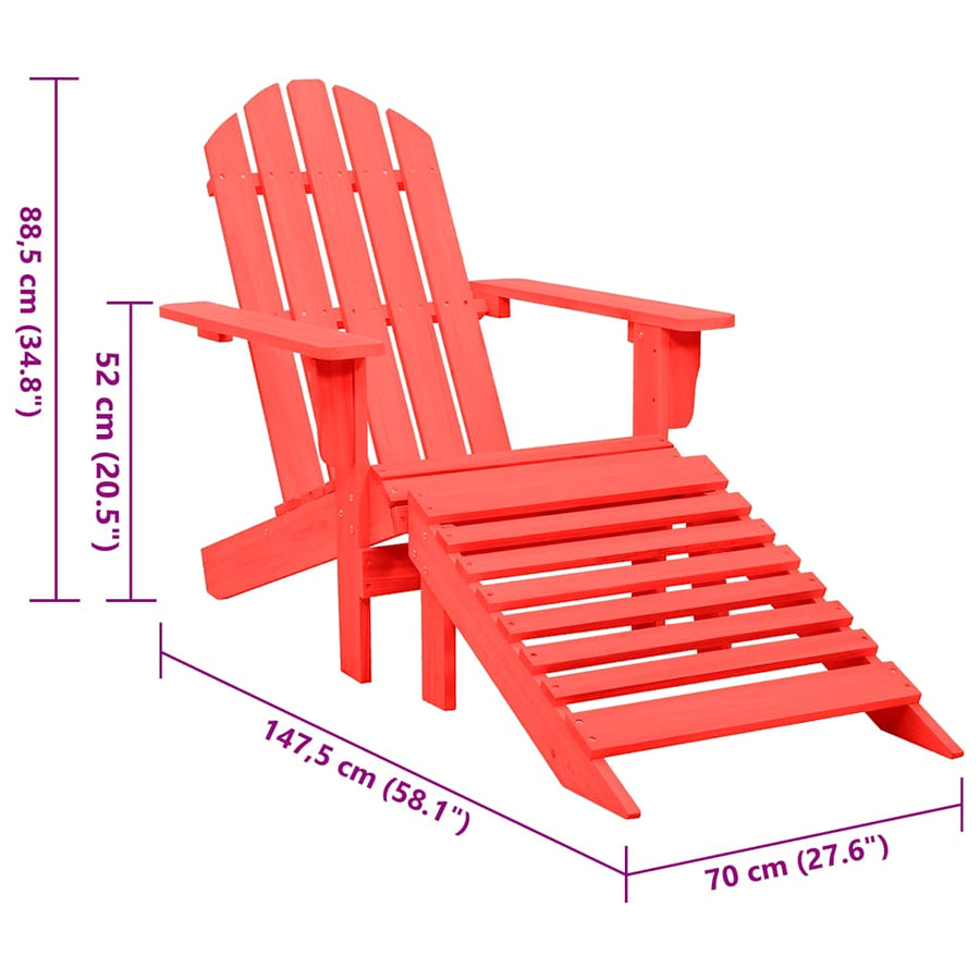 Tuinstoel Adirondack Met Voetenbank Massief Vurenhout Rood