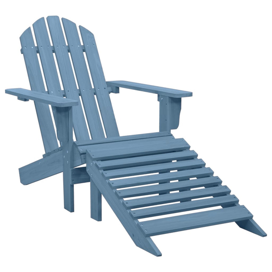 Tuinstoel Adirondack Met Voetenbank Massief Vurenhout Blauw