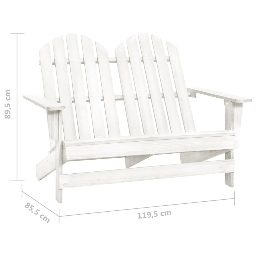 Tuinstoel 2-Zits Adirondack Massief Vurenhout Wit