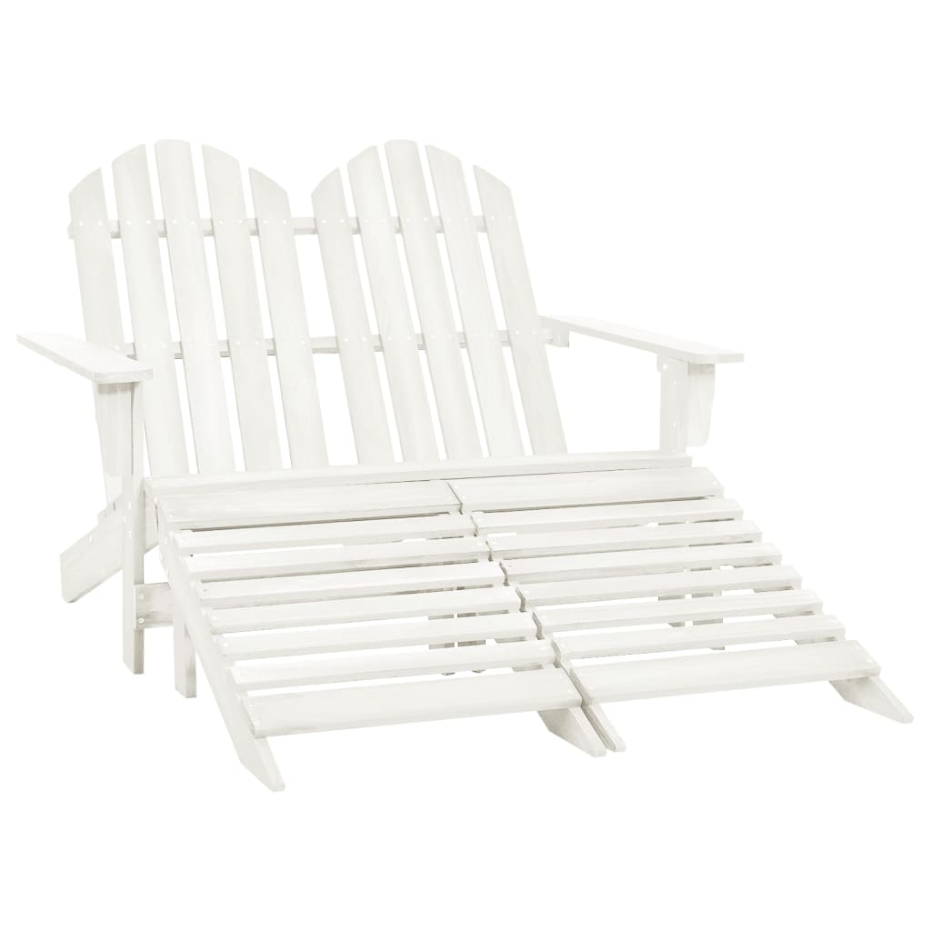 Tuinstoel 2-Zits Adirondack Met Voetenbank Vurenhout Wit