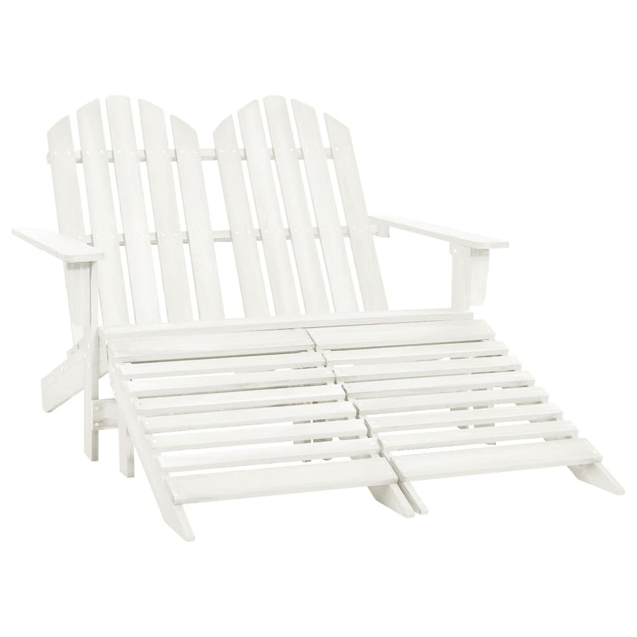 Tuinstoel 2-Zits Adirondack Met Voetenbank Vurenhout Wit