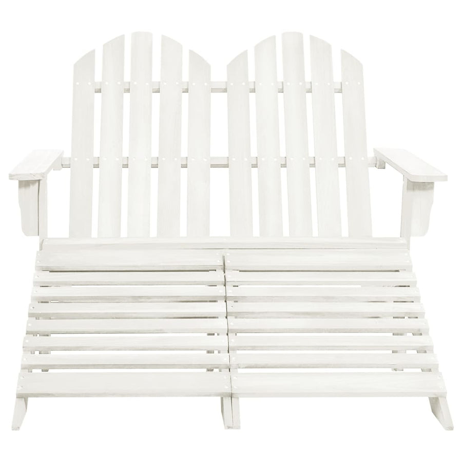 Tuinstoel 2-Zits Adirondack Met Voetenbank Vurenhout Wit