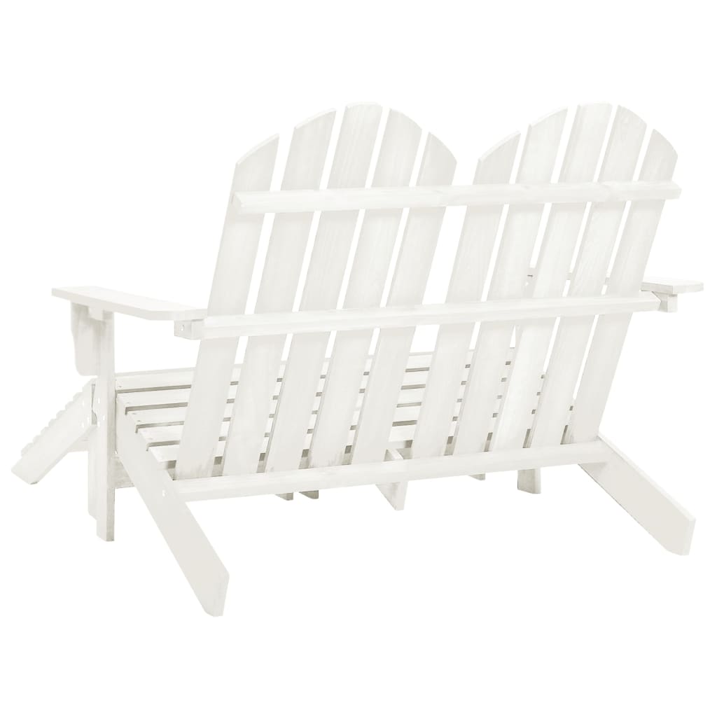 Tuinstoel 2-Zits Adirondack Met Voetenbank Vurenhout Wit