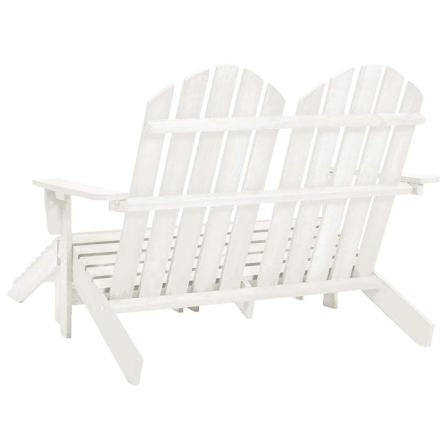 Tuinstoel 2-Zits Adirondack Met Voetenbank Vurenhout Wit