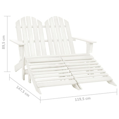 Tuinstoel 2-Zits Adirondack Met Voetenbank Vurenhout Wit