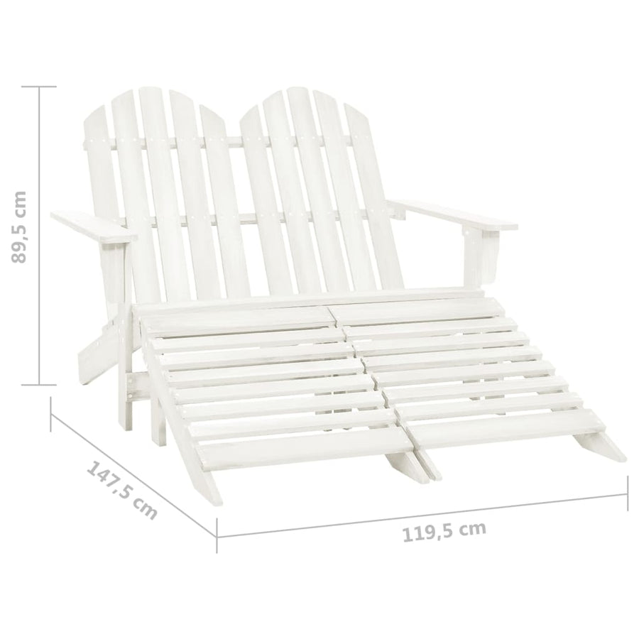 Tuinstoel 2-Zits Adirondack Met Voetenbank Vurenhout Wit