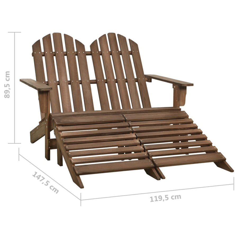 Tuinstoel 2-zits Adirondack met voetenbank vurenhout bruin
