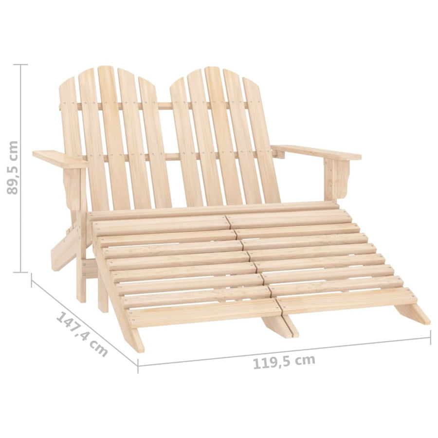 Tuinstoel 2-Zits Adirondack Met Voetenbank Vurenhout Lichtbruin