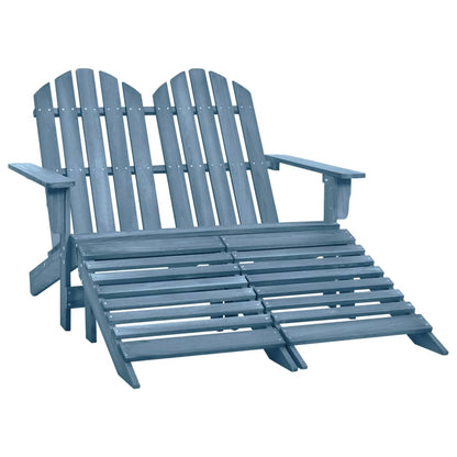 Tuinstoel 2-Zits Adirondack Met Voetenbank Vurenhout Blauw Blauw