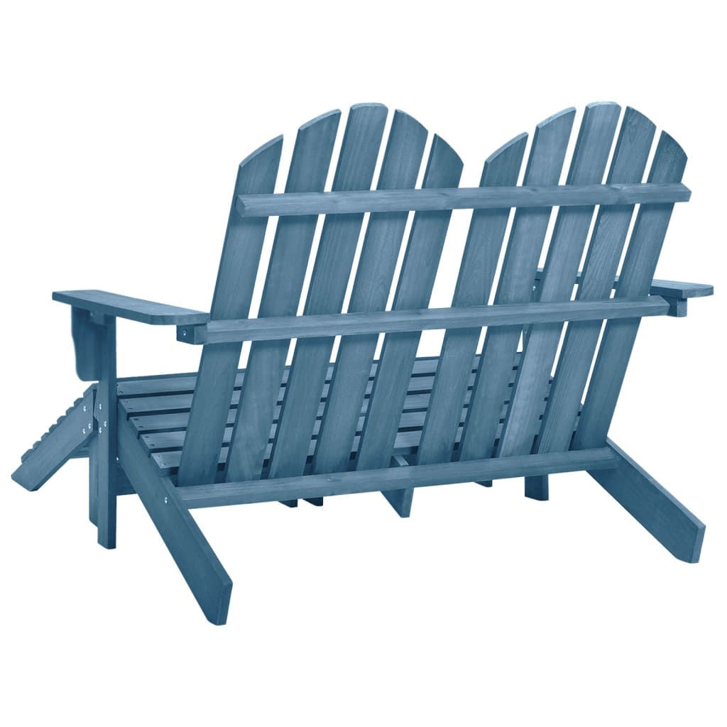 Tuinstoel 2-Zits Adirondack Met Voetenbank Vurenhout Blauw Blauw