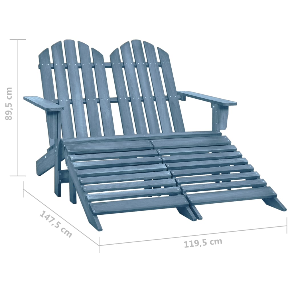 Tuinstoel 2-Zits Adirondack Met Voetenbank Vurenhout Blauw Blauw