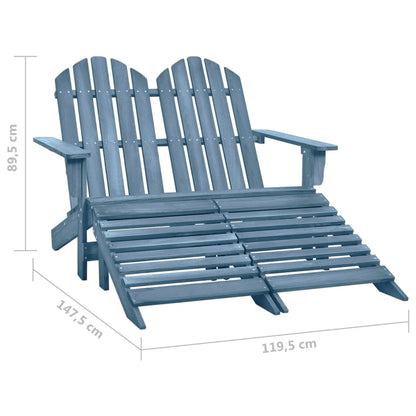 Tuinstoel 2-Zits Adirondack Met Voetenbank Vurenhout Blauw Blauw