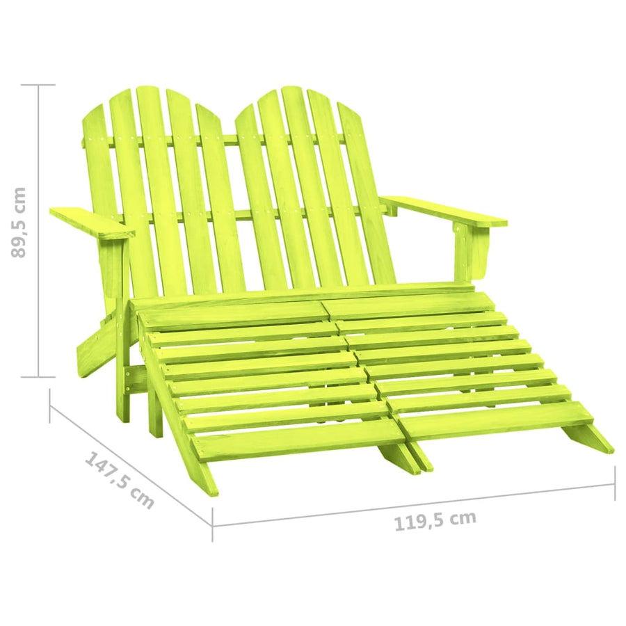 Tuinstoel 2-Zits Adirondack Met Voetenbank Vurenhout Groen
