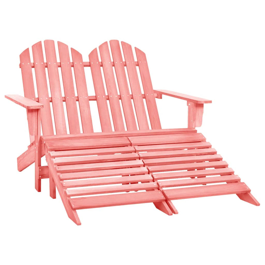 Tuinstoel 2-Zits Adirondack Met Voetenbank Vurenhout Roze