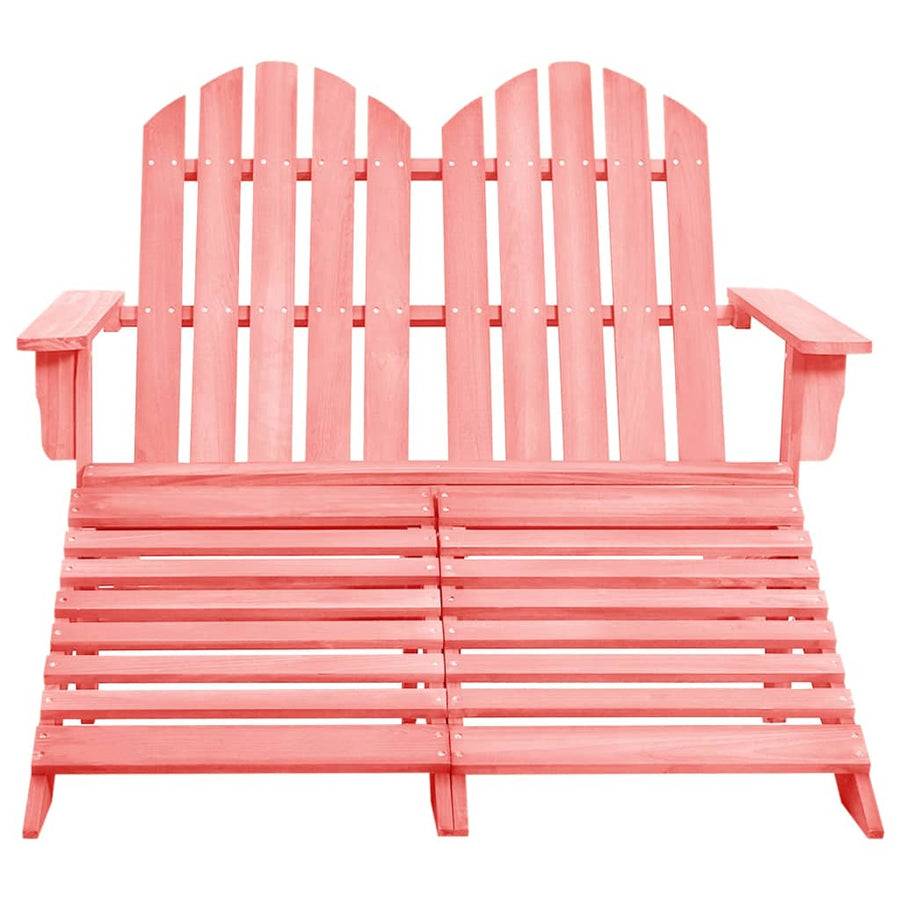 Tuinstoel 2-Zits Adirondack Met Voetenbank Vurenhout Roze