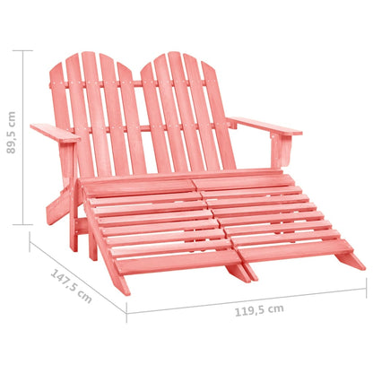 Tuinstoel 2-Zits Adirondack Met Voetenbank Vurenhout Roze