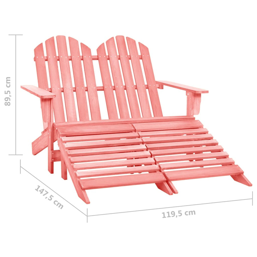 Tuinstoel 2-Zits Adirondack Met Voetenbank Vurenhout Roze
