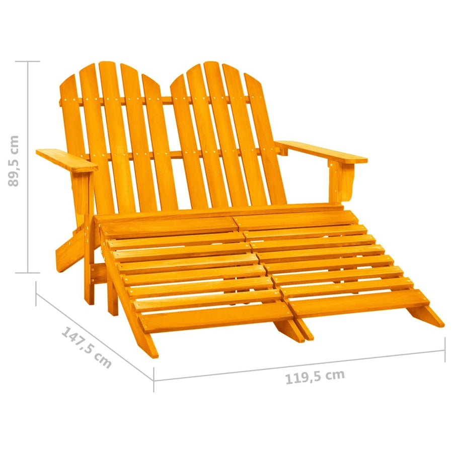 Tuinstoel 2-zits Adirondack met voetenbank vurenhout oranje