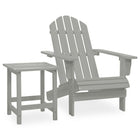 Adirondack Garden Chair with Table Solid Spruce Wood Grey