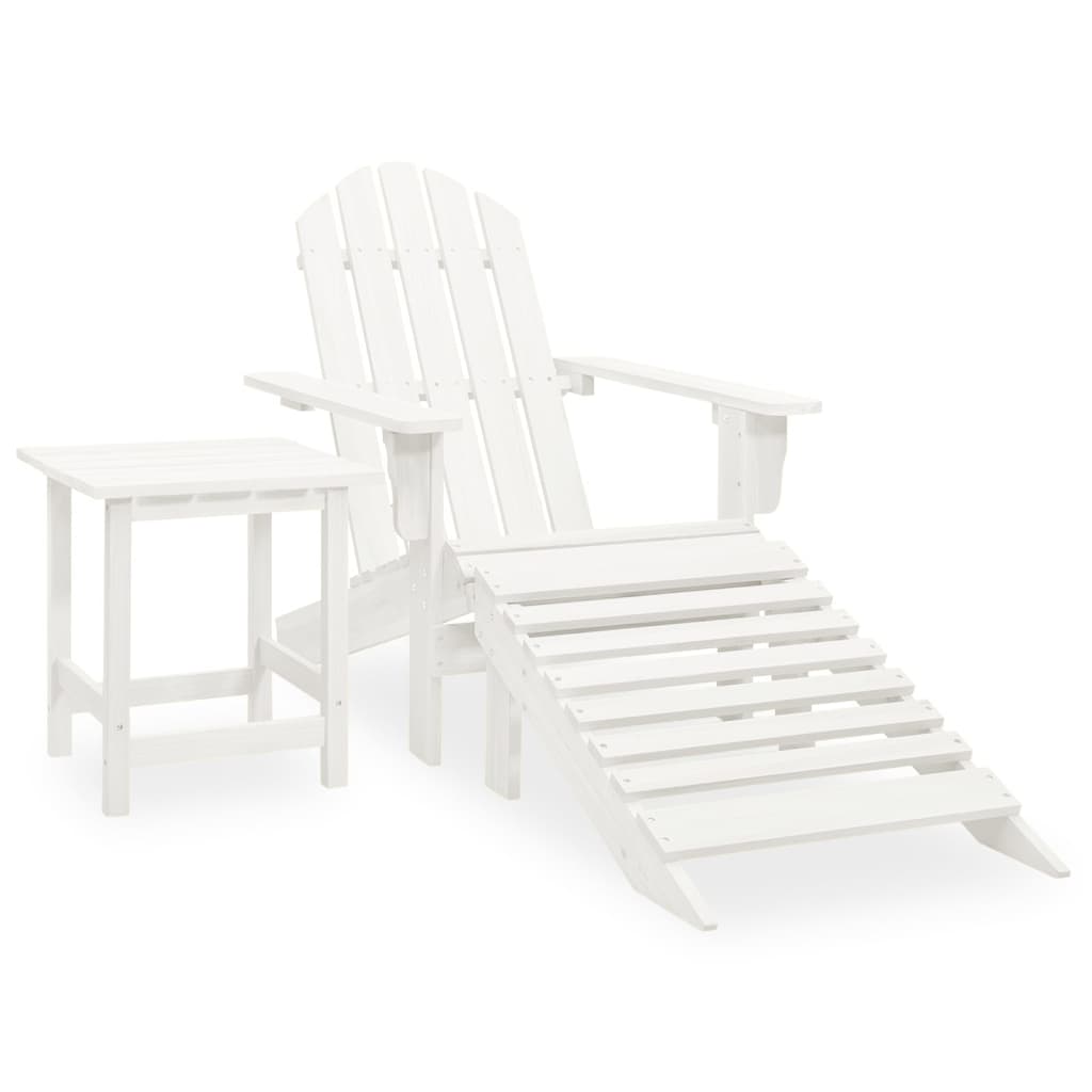 Tuinstoel Adirondack Met Voetenbank Tafel Massief Vurenhout Wit